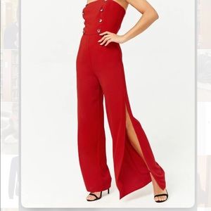 Ruby Red strapless jumpsuit